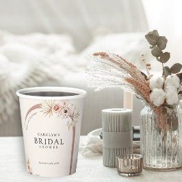 Vasos De Papel Boho Watercolor Floral Arco moderno Ducha de Novia