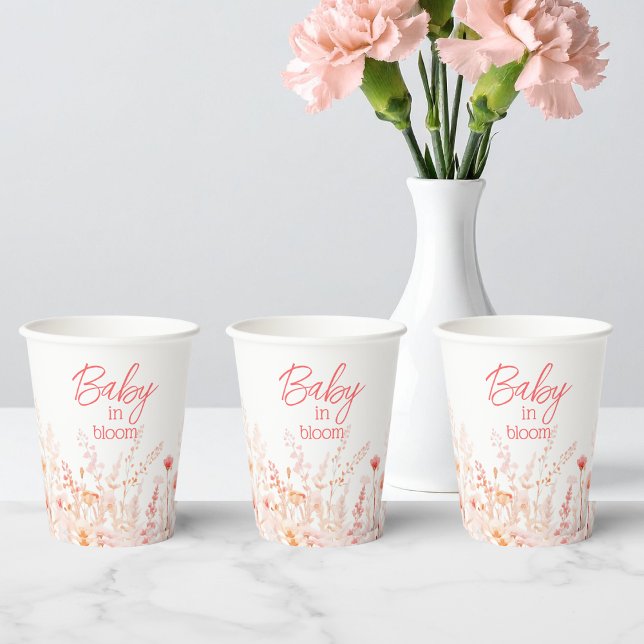 Vasos De Papel Boho Wildflower Baby in Bloom GIrl Baby Shower  (Subido por el creador)