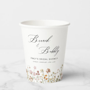 Vasos De Papel Boho Wildflower Brunch & Bubbly Bridal Shower
