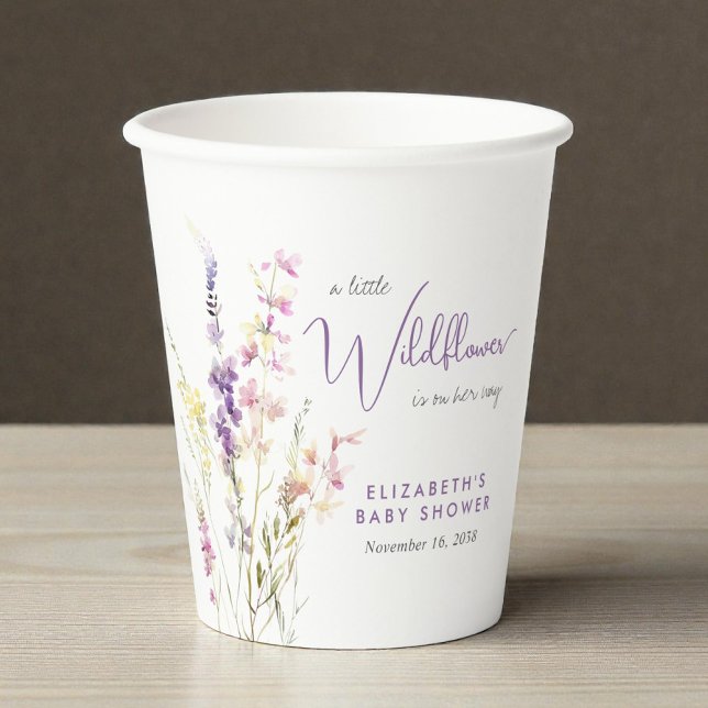 Vasos De Papel Boho Wildflower Watercolor Baby Shower (Boho Wildflower Watercolor Baby Shower Paper Cups)