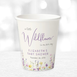 Vasos De Papel Boho Wildflower Watercolor Baby Shower
