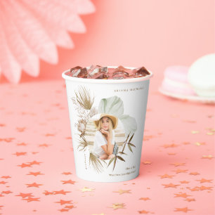 Vasos De Papel Boho Wreath Dos Fiestas de Graduación de Fotografí