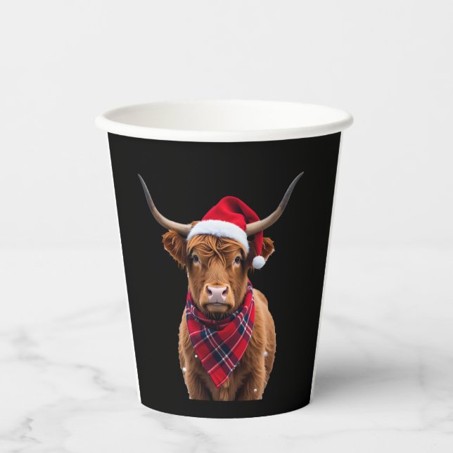 Vasos De Papel Boho Xmas Christmas Highland Cow T-Shirt (Anverso)