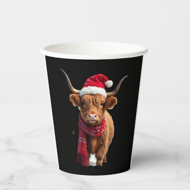 Vasos De Papel Boho Xmas Christmas Highland Cow T-Shirt (3) (Anverso)