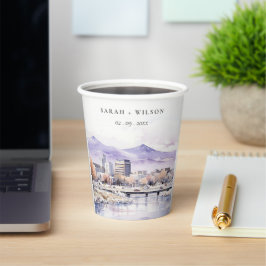 Vasos De Papel Boise, Idaho Watercolor Landscape Wedding