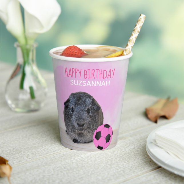 Vasos De Papel Bola de fútbol rosado para niños de cumpleaños Gui (in situ)