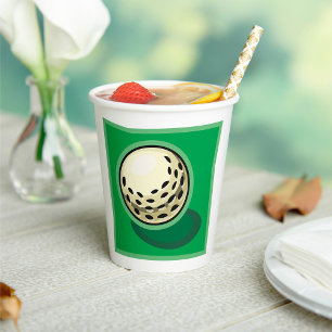 Vasos De Papel Bola de Golf en Verde Deporte de Golf