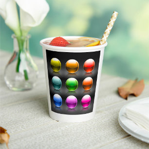 Vasos De Papel Bolas abstractas de iconos de la esfera coloridas 