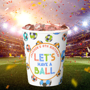 Vasos De Papel Bolas de fútbol con niños de pelota Cumpleaños