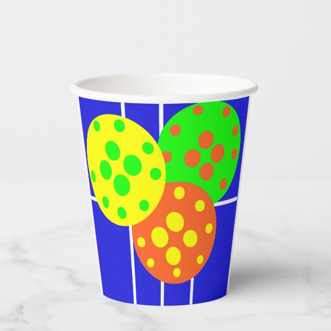 Vasos De Papel Bolas de picnic amarillas, naranjas y verdes en la (Anverso)