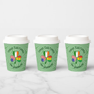 Vasos De Papel Bolivian Irish American Shamrock Personalized Text