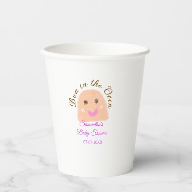 Vasos De Papel Bollo en el horno bolas beige bolas de bebé ducha  (Anverso)