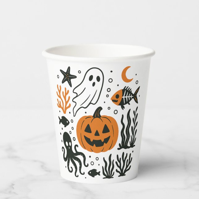 Vasos De Papel bombeo en el océano (Anverso)