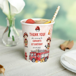 Vasos De Papel Bombero de camión Fiesta de cumpleaños