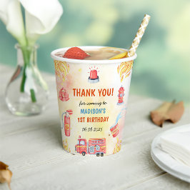 Vasos De Papel Bombero de camión Fiesta de cumpleaños