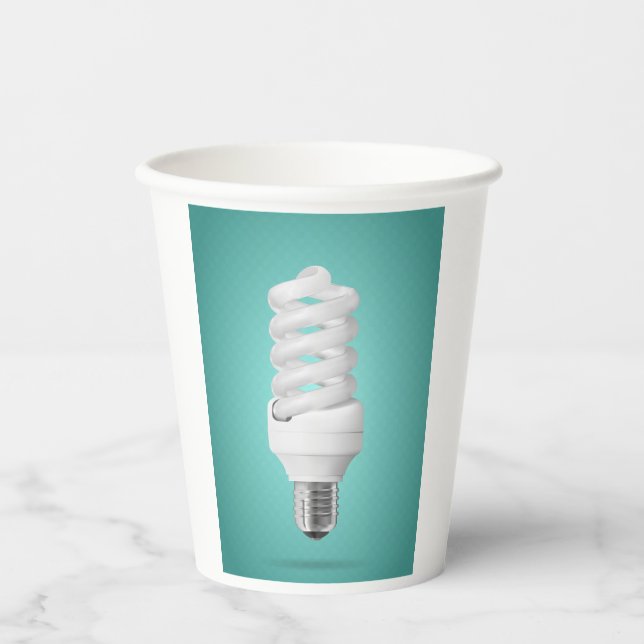 Vasos De Papel Bombilla Fluorescente Compacta Espiral Moderna (Anverso)