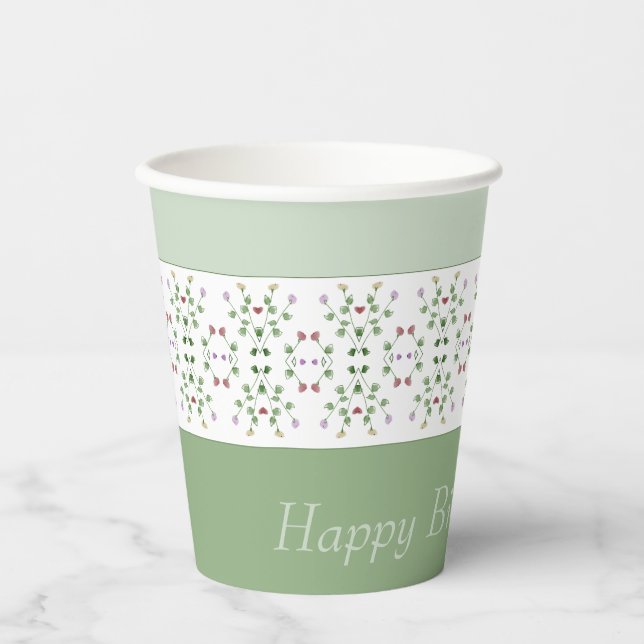 Vasos De Papel Bonito acento floral pequeño  (Anverso)