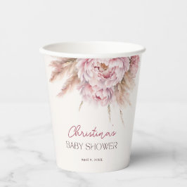 Vasos De Papel Bonito acuarela Floral rosa Baby Shower