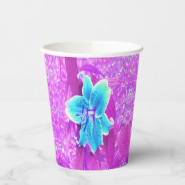 Vasos De Papel Bonito Aqua Blue Stargazer Lily sobre el morado