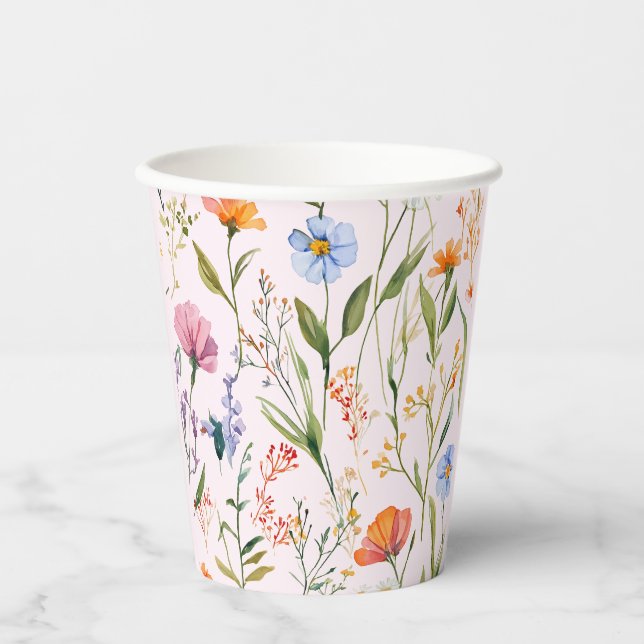 Vasos De Papel Bonito Baby Shower floral (Anverso)