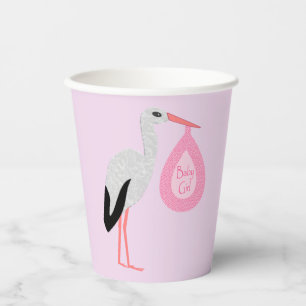 Vasos De Papel Bonito Bebé Rosa Stork
