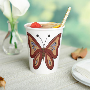 Vasos De Papel Bonito Brown Butterly