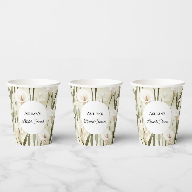 Vasos De Papel Bonito Calla Lilly Flowers Bridal Shower (Multi)