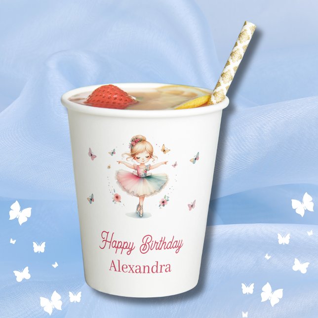 Vasos De Papel Bonito Chica Rosa Ballerina Fiesta de Cumpleaños (Subido por el creador)