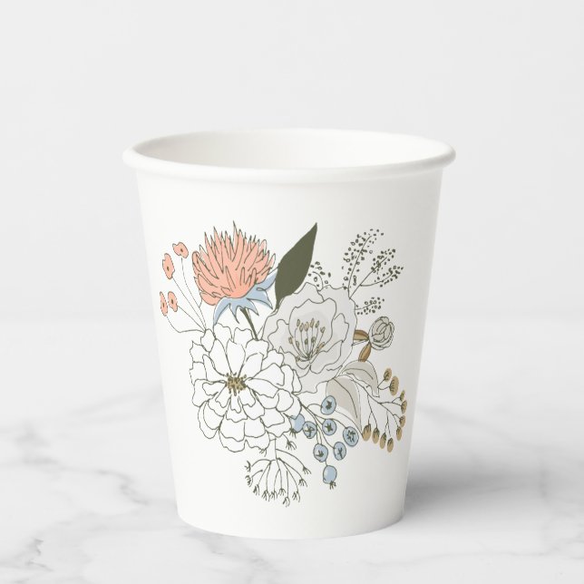Vasos De Papel Bonito florines azul rosa tan cuadrado (Anverso)