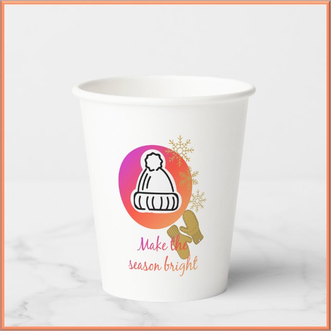 Vasos De Papel Bonito Gorra y Mittens Winst Season Bright (Subido por el creador)