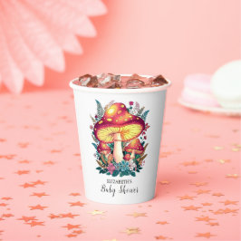 Vasos De Papel Bonito Little Mushroom Baby Shower