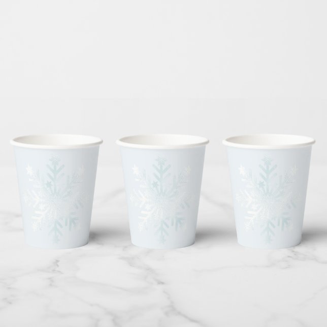 Vasos De Papel Bonito Pastel Blue Winter Quince Snowflakes (Multi)