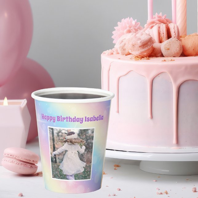 Vasos De Papel Bonito Pastel Rainbow Sparkle Girls Birday Party (Subido por el creador)