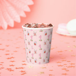 Vasos De Papel Bonito Rosa Gingham, Bunnies y Osos!