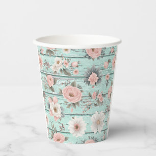 Vasos De Papel Bonito Shabby Chic Elegant Patrón Floral