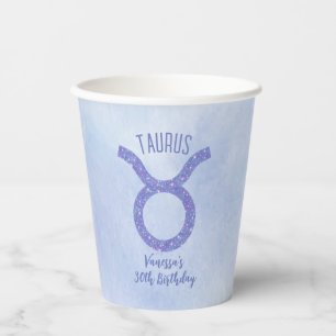 Vasos De Papel Bonito Taurus Astrología Rótulo Personalizado Fies
