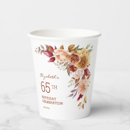 Vasos De Papel Bonito Terracotta Otoño Cumpleaños Botánico Floral