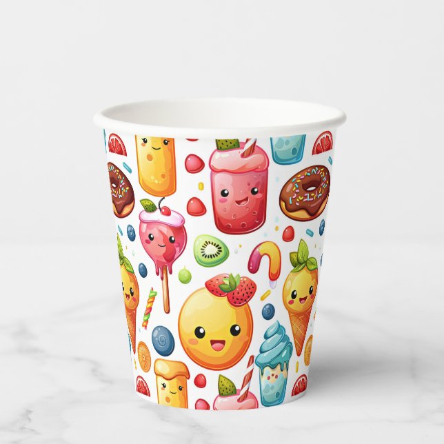Vasos De Papel Bonitos dulces alegres y graciosos (Anverso)