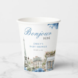 Vasos De Papel Bonjour Bebe French Blue Baby Shower