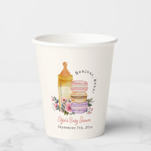 Vasos De Papel Bonjour Bébé Macarons franceses y Baby Shower de l