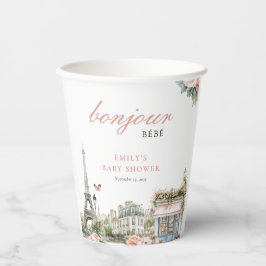 Vasos De Papel Bonjour Bébé Paris Baby Shower francés