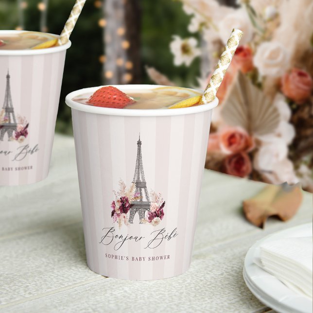 Vasos De Papel Bonjour Bebe Paris Theme Baby Shower (Subido por el creador)