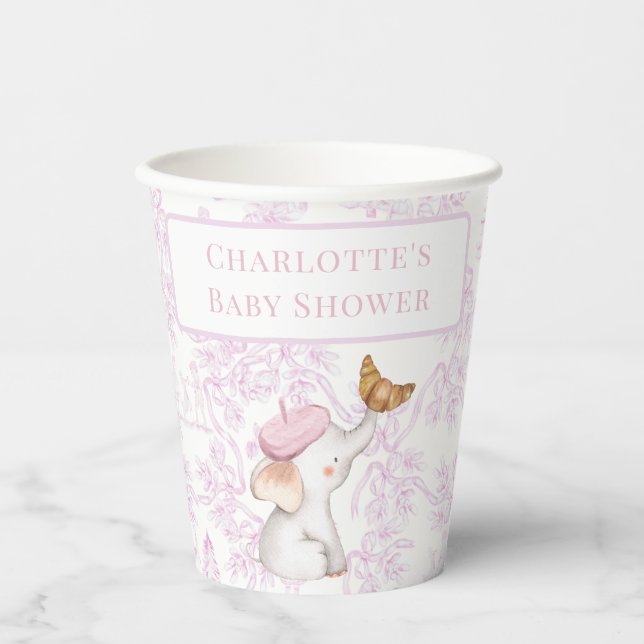 Vasos De Papel Bonjour Bebe Romantic Chica Baby Shower (Anverso)