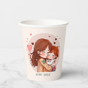 Vasos De Papel Bono de mamá y hija Adorable (14)