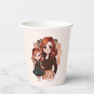 Vasos De Papel Bono de mamá y hija Adorable (2)