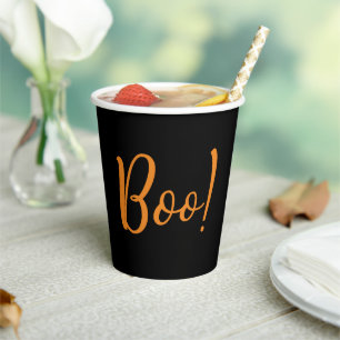 Vasos De Papel ¡Boo! Cuadros de papel de Halloween negros y Naran