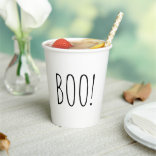 Vasos De Papel ¡Boo! Fiesta de Halloween. Blanco y negro simple l