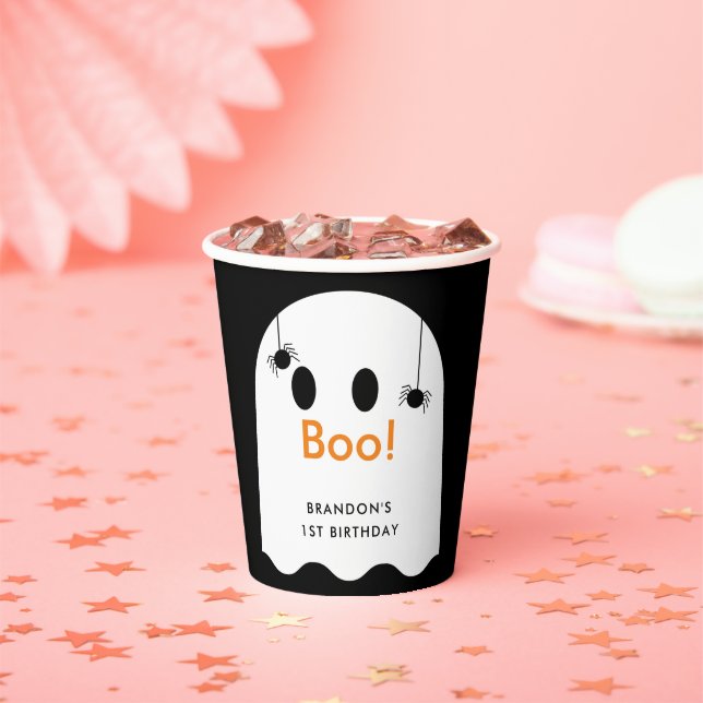 Vasos De Papel ¡Boo! Halloween Fantasma Boy Black Birday (in situ)