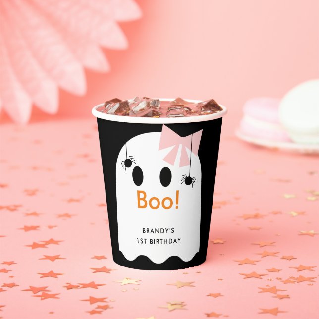 Vasos De Papel ¡Boo! Halloween Ghost Chica Black Birday (in situ)