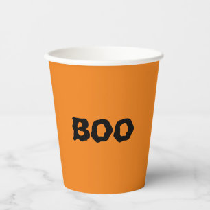 Vasos De Papel Boo naranja y la fiesta de Halloween de miedo negr